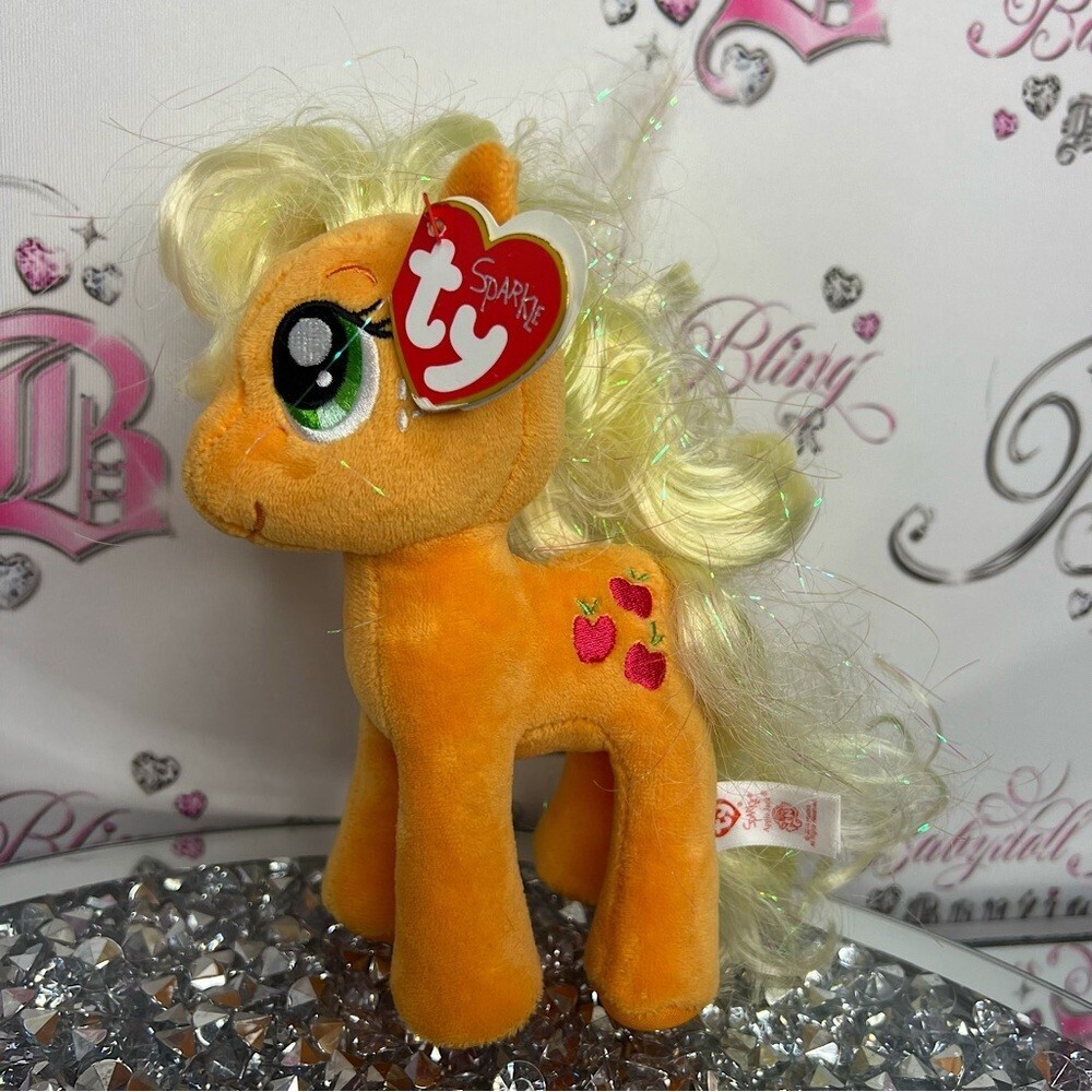 Ty my little pony orange apples sparkly yellow hair horse plush toy stuffie cute
